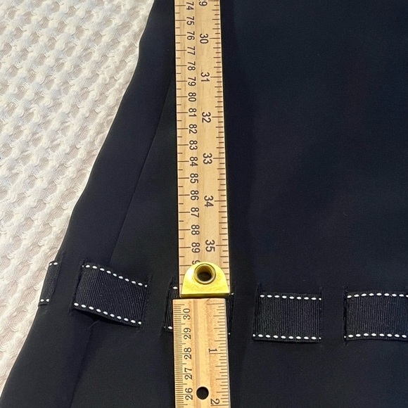 ANN TAYLOR 100% SILK DRESS SZ 6 BLACK WOVEN RIBBON DETAIL AT WAIST AND HEM LBD - Picture 7 of 7